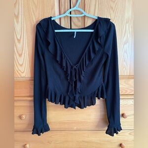 Free People Ophelia Top - Black - Size Small